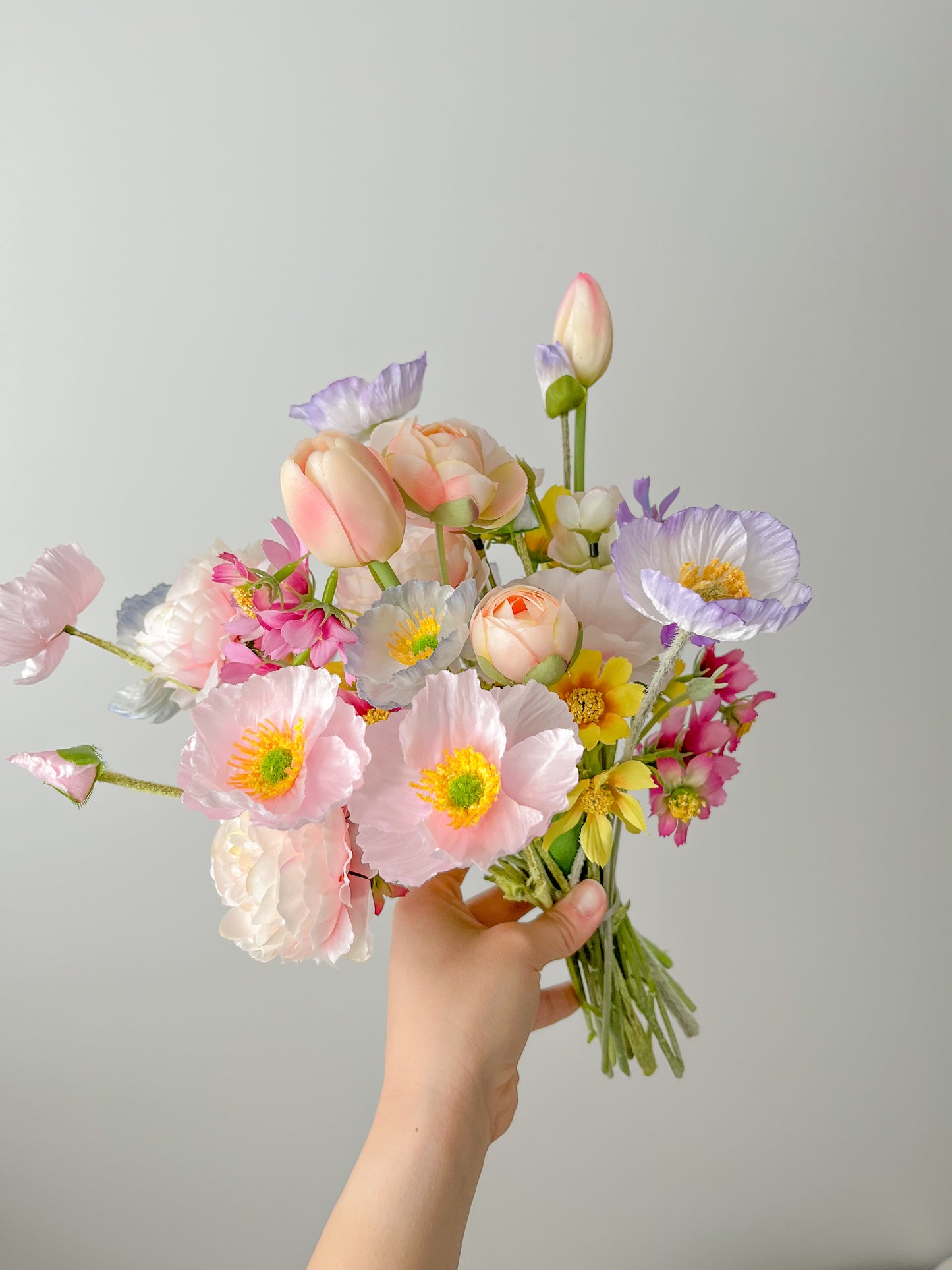 Colourful Poppy Silk Bouquet