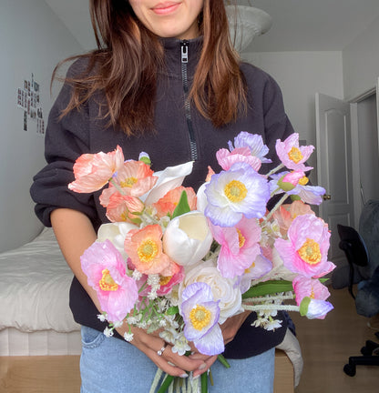 Colourful Poppy Silk Bouquet