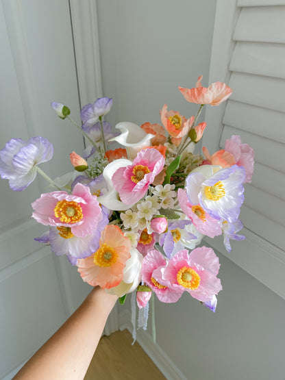 Colourful Poppy Silk Bouquet